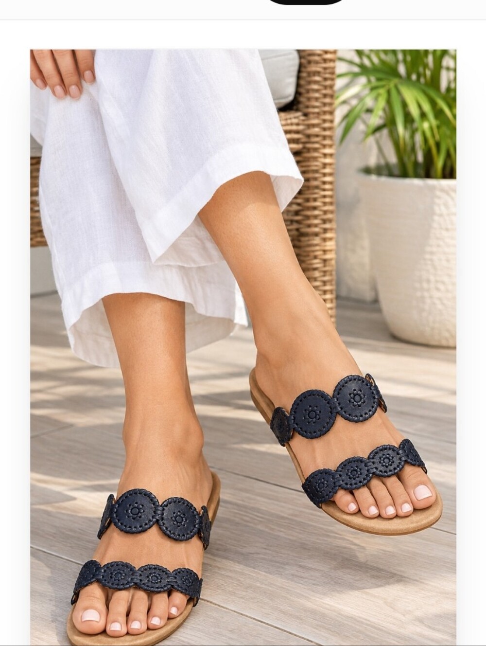 JACK ROGER'S Lauren Comfort Sandal midnight navy blue leather Size 11M